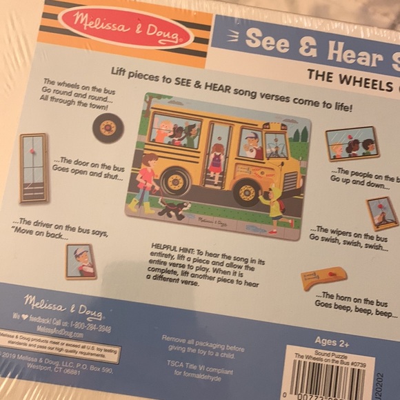 NEW Melissa and Doug see and hear sound puzzle The Wheels On The Bus - Picture 5 of 5